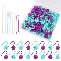 100 marqueurs de mailles en plastique en forme de fleur pour tricot et crochet, accessoire de couture, 8 aiguilles