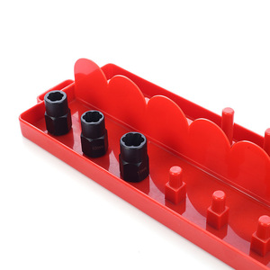 <b>Plastic</b> Sleeve Holder 3Pc Set Metric System Mechanic Tool Organizer Storage Rack Red - Product Image 5