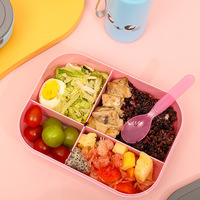 Ensemble de boîtes à lunch mignonnes pour enfants avec bouteille d'eau, sans BPA, matériau de qualité alimentaire, 3 compartiments pour l'école