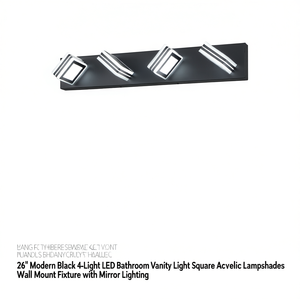 Applique murale moderne noire 26 pouces à 4 lumières LED pour salle de bain avec éclairage de miroir - Product Image 1