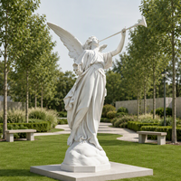 Sculpture d'ange de prière en pierre de quartz, en position agenouillée avec des ailes, peinte à la main, décoration religieuse pour jardin extérieur et maison