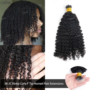 Tự nhiên kinky xoăn cá trong suốt dòng linh hoạt Nano Vòng phần mở rộng tóc nhựa F tip 100% tóc con người mở rộng sợi ngang Nhà cung cấp - Product Image 4