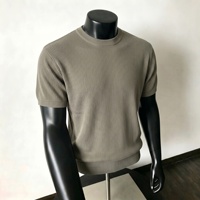 Nouveau T-shirt d'été pour homme 2026, style Old Money minimaliste, en soie glacée tricotée à manches courtes, frais et respirant, coupe classique, design uni