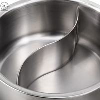 Set Panci Hot Pot Terpisah Stainless Steel Dua Kompartemen dengan Pembagi Bentuk S dan Pegangan Loop untuk Dapur Rumah Shabu