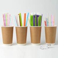 Pailles à boire compostables écologiques en PLA, colorées, à embout plat, de qualité alimentaire, jetables pour Bubble Tea, pailles en PLA