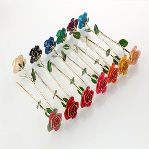 24 carati in oro rosa tuffato rose lungo artificiale d'oro coperto rose per la laurea, Di Natale, giorno di san valentino, regalo di nozze - Product Image 6