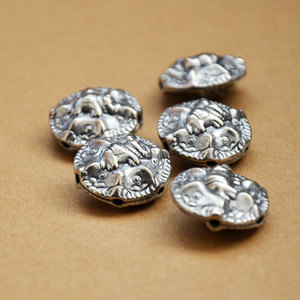 Retro Silver Elephant God Spacer Bead 23x12mm For <b>Bracelet</b> Making <b>Copper</b> Plated Round Jewelry Findings - Product Image 3