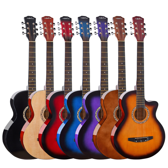 With Truss Rod Customized Cheapest Guitar Colorful Linden Factory OEM Acoustic Guitars 38 Inch