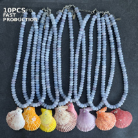 Collier de plage en pierre naturelle avec pendentif coquillage, plaqué or, perles d'eau douce, style océan, bijoux bohèmes pour boutiques (vente en gros)