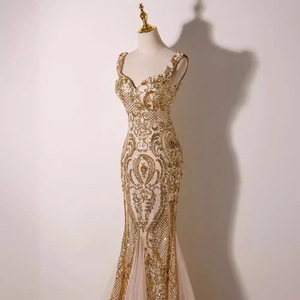 فستان سهرة بدون أكمام عالي الجودة للنساء بمقاسات كبيرة ، فستان زفاف سهرة حورية البحر - Product Image 6