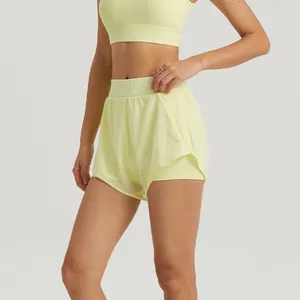 Wholesale Custom Loose Sports Hoodie Shorts Women Pocket Casual Fleece Shorts Running Yoga Shorts