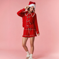 Ensemble de pyjamas de Noël personnalisés, vêtements de détente, col marin, fermeture à trois nœuds papillon, haut à volants, short, vêtements de nuit pour femmes, boutique, vêtements de fête