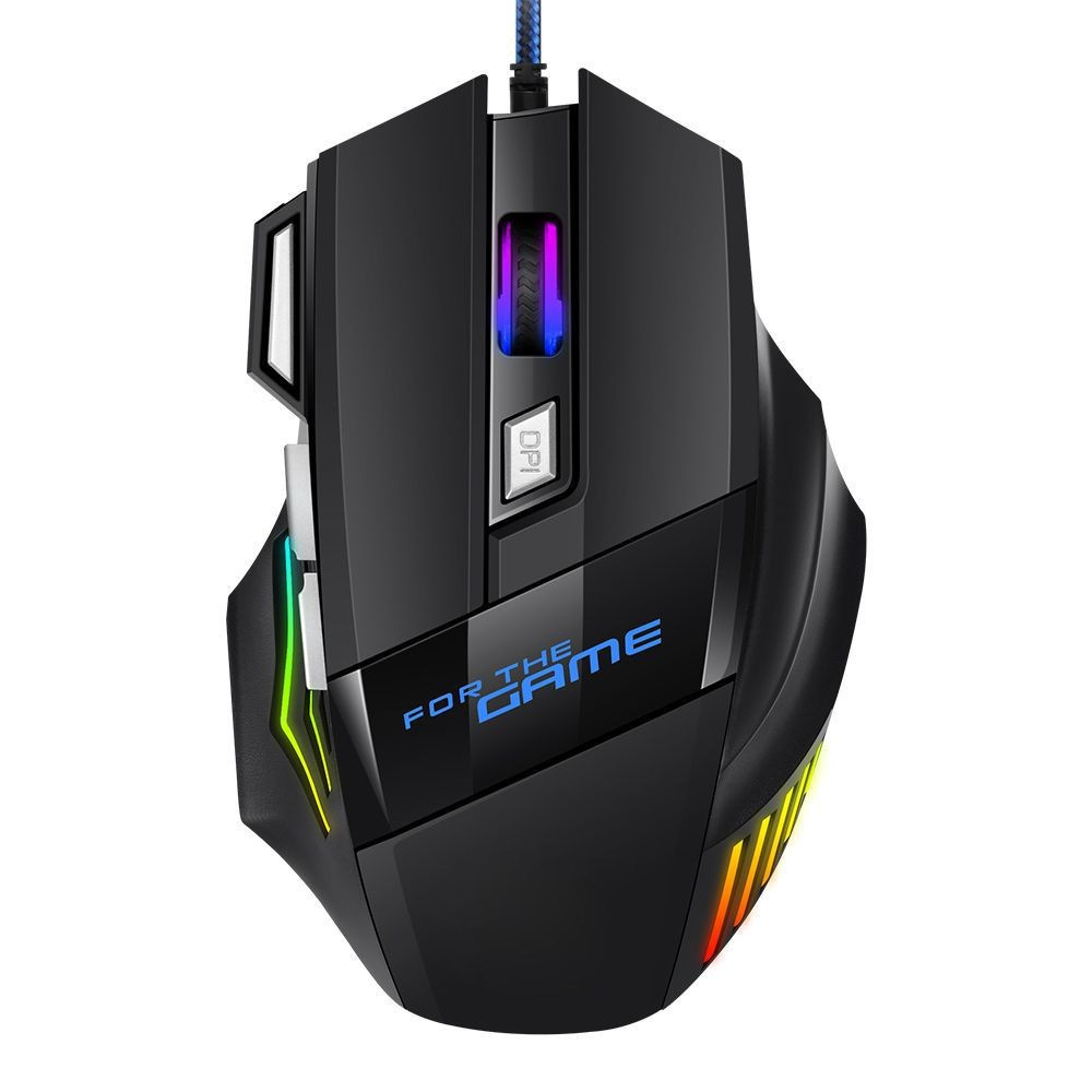 Mouse da gioco 7D ergonomico di alta qualità all'ingrosso con luci RGB Logo personalizzato cablato USB comodo Mouse per Computer