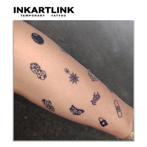 Autocollant <span class=keywords><strong>de</strong></span> <span class=keywords><strong>tatouage</strong></span> temporaire Y2K personnalisé motif toile d'araignée et dés, imperméable, longue durée 15 jours, semi-permanent, pour jambes, bras, hommes et femmes - Product Image 2