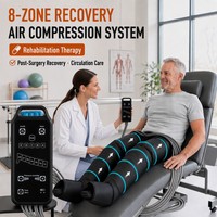 Masseur de jambes à compression d'air à 8 chambres avec contrôle séquentiel intelligent des zones D1-D8, appareil de pressothérapie pour lymfoémaux et DVT