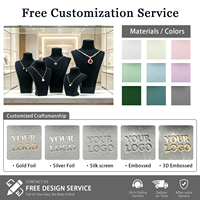Présentoir de bijoux FORTE Classic Black, buste de mannequin en microfibre de luxe avec étiquette personnalisée