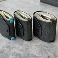 Dompet Uang Kulit PU Vintage Pendek Model Gulung dengan Kancing Penutup, Anti RFID, Ramah Lingkungan