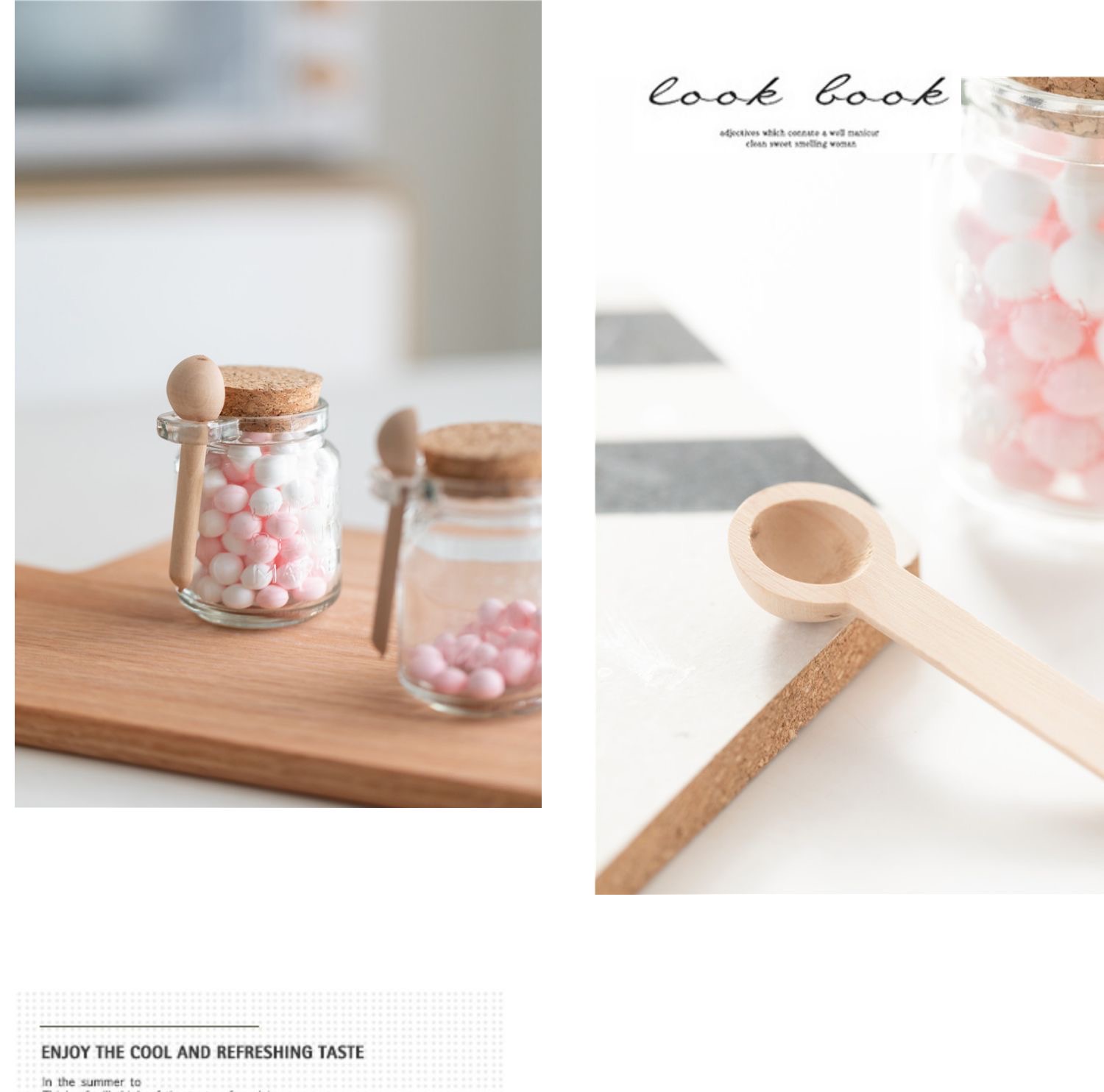 250ML Custom Yogart Glass Bottle With Cork Stopper And Wood Spoon Storage Jar