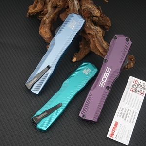 Cuchillo de Camping Ligero KS9000 con Mango de Aluminio Aeroespacial y Hoja D2 de Punta Clip de 0.33mm de Grosor, Apertura Directa por Empuje, para Exteriores - Product Image 4