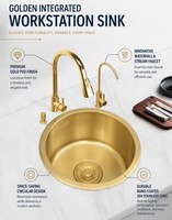 Évier de cuisine rond moderne de luxe fait main en acier inoxydable 304 avec robinet extractible pour maison, hôtel, vente en gros, service OEM ODM