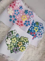 Autocollants thermocollants personnalisés en silicone écologique, motif floral carré, sérigraphie colorée, transferts DTF en rouleau