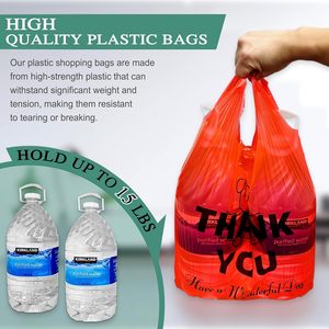 Sac de courses réutilisable et jetable pour supermarché, sac de remerciement rouge pour t-shirt - Product Image 5