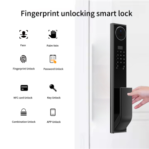 New 21 Languages Fully Automatic Smart Aluminum Wood Door Anti Theft Digital Face Recognition Cloud Remote Video <b>Lock</b> - Product Image 3