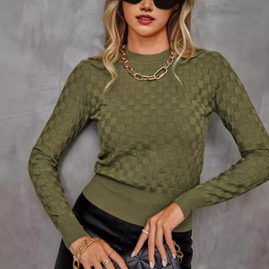 2025 New Arrival Korean Women's Waffle <strong>Knitted</strong> Long Sleeve Casual Sweater Printed <strong>Pattern</strong> <strong>Free</strong> Size for Autumn - Product Image 2