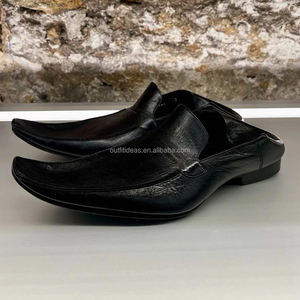 Exagéré bout pointu luxe unisexe pliable talon cuir de veau en détresse Oxfords Derby chaussure pour hommes <span class=keywords><strong>noir</strong></span> Pasadena mocassins - Product Image 5