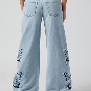 Nouvelle Tendance : Jean Baggy en Denim Brodé pour Femme, Pantalon Cargo pour Femme - Product Image 3