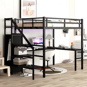 Cama litera de tamaño completo con escritorio debajo, para uso doméstico y comercio transfronterizo, cama alta, dormitorio doble integrado moderno y minimalista - Product Image 1