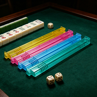 Ensemble d'accessoires de Mahjong de voyage 4 pièces, supports de tuiles de Mahjong colorés transparents antidérapants, boîte cadeau imprimée de qualité supérieure pour jeu à domicile ou en soirée