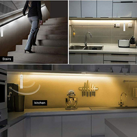 Bande de lumière LED PIR détecteur de mouvement Induction bande LED batterie 60leds/m 2835smd sous lampe de lit pour placard armoire escalier