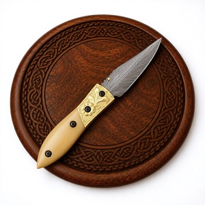 New Arrivals Custom OEM Handmade Damascus Steel <b>Bone</b> <b>Handle</b> <b>Knife</b> Fixed Blade Leather Sheath pocket <b>knife</b> for Sale - Product Image 4