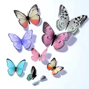 Fall In Color Top Quality Cheap Colorful Waterproof Flower Gift Accessories Wedding Party Pvc Three-dimensional Butterfly