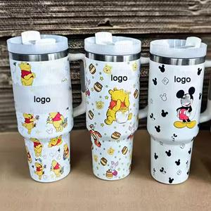 Gobelet isotherme portable en acier inoxydable 304 de 40 oz avec poignée, personnalisé avec logo, motif dessin animé, pour l'extérieur - Product Image 2
