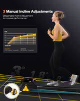 Tapis de marche manuel inclinable avec réglage détachable pour améliorer les performances, tapis de course silencieux à placer sous le bureau, idéal pour l'exercice à domicile