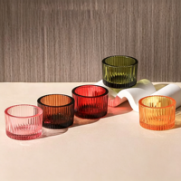 Bougeoir en verre à nervures verticales à paroi épaisse, pour aromathérapie, style nordique, dîner romantique aux chandelles, décoration