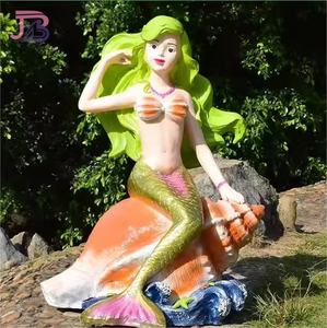 راتنج مخصص حكاية خرافية فن النحت حورية البحر الأميرة لتزيين الحديقة المربعة تذكار من الألياف الزجاجية - Product Image 6