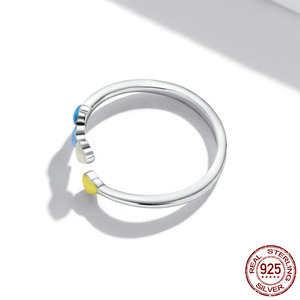 Thiết kế mới 925 Sterling Silver Men cầu vồng đầy màu sắc mở vòng trái tim cho phụ nữ - Product Image 3