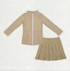 Sibling Baby Girls Long Sleeves Zipper Pockets Jackets Top Skirt Shorts Yoga Active <b>Clothes</b> Sets - Product Image 6
