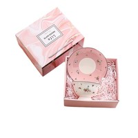 Tasse à café en céramique rose avec soucoupe, motif lapin mignon et floral, tasse cœur pour filles, cadeau pour filles, dessin animé de niche haut de gamme