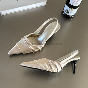 New Summer High Quality Thin Heel Sandals Silk Fashion for Women <b>Pointed</b> Toe Shoes - Product Image 2