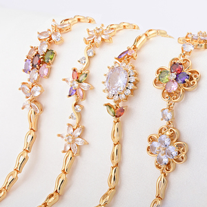 Pulsera <span class=keywords><strong>de</strong></span> Lujo con Flores <span class=keywords><strong>de</strong></span> Latón y Circones, Joyería Chapada en <span class=keywords><strong>Oro</strong></span> <span class=keywords><strong>de</strong></span> Cobre <span class=keywords><strong>de</strong></span> 18k, Pulsera <span class=keywords><strong>de</strong></span> Moda <span class=keywords><strong>para</strong></span> <span class=keywords><strong>Mujer</strong></span> - Product Image 2