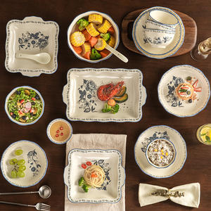 Cuenco de porcelana <span class=keywords><strong>azul</strong></span> y <span class=keywords><strong>blanca</strong></span> de estilo chino de lujo, plato de pescado de doble oreja, nueva <span class=keywords><strong>vajilla</strong></span> de cerámica para servir sopa de arroz, hoteles en casa - Product Image 2