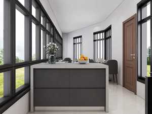 Petite armoire de cuisine moderne noire et boisée avec construction en contreplaqué imperméable et revêtement en granit - Product Image 2