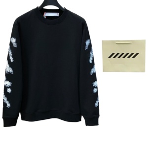 Suéter informal de moda para hombre, 100% algodón, holgado, transpirable, blanco, clásico, vintage, con diseño de flecha. - Product Image 1