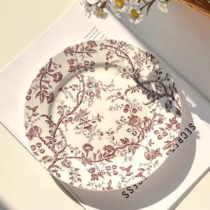 אירופה בסגנון וינטג 'ערב צלחות כחול פרחוני מודפסת צלחת פורצלן וצלחת חתונה וארוע - Product Image 4