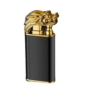 Briquet torche métallique rechargeable avec têtes <span class=keywords><strong>de</strong></span> tigre et <span class=keywords><strong>de</strong></span> dragon, double flamme avec mode réglable - Product Image 1
