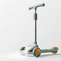 Trottinette 2 en 1 réglable avec lumière LED, trottinette pliable à 3 roues avec siège pour enfants de 3 à 8 ans
